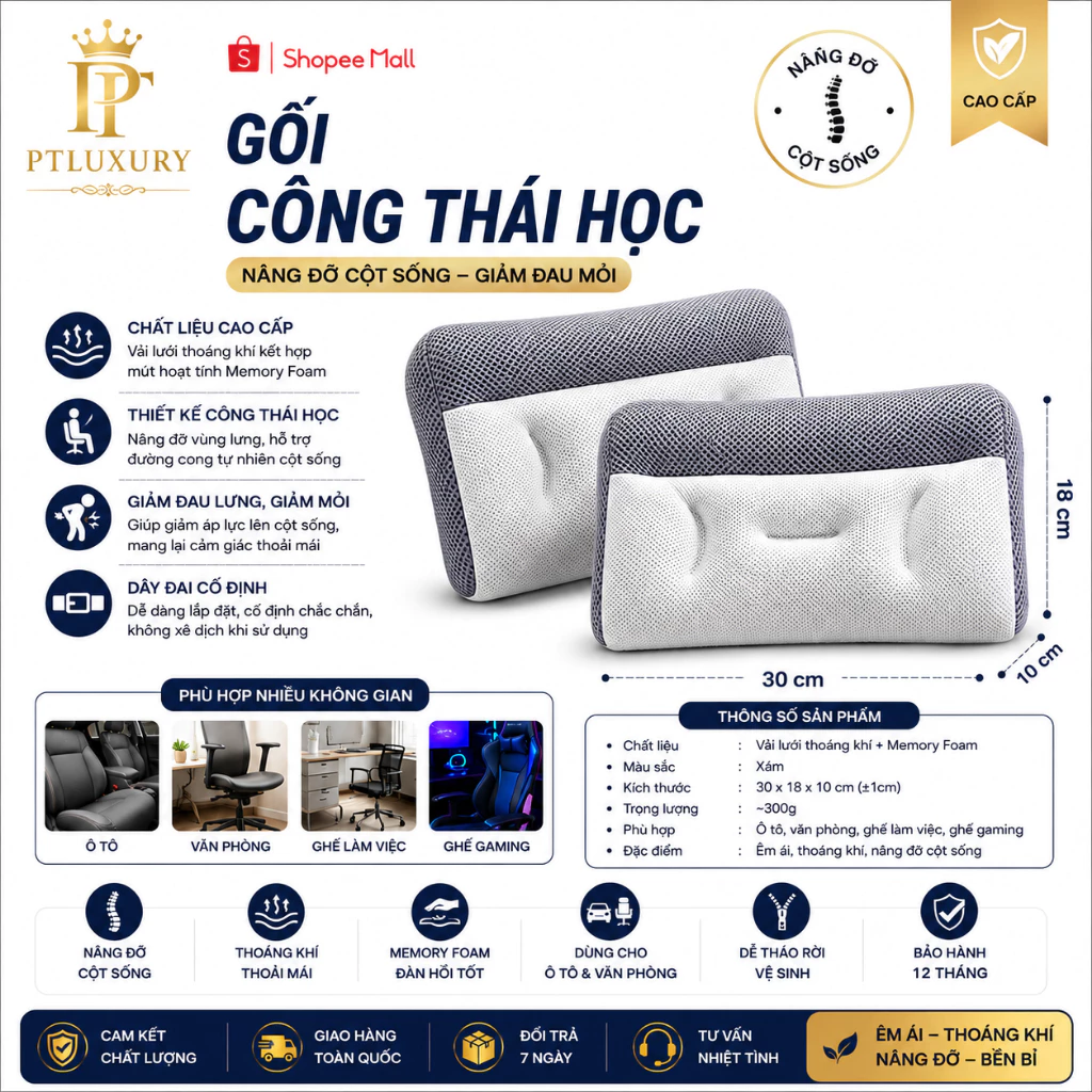Gối Ngủ Công Thái Học FEINITE Hình Ngôi Sao Năm Cánh Kiểu Nhật Bản Dễ Thương Cho Người Lớn
