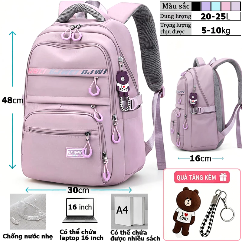 Balo Ulzzang Thời Trang nam nữ nhiều ngăn đựng vừa laptop15.6 inch,a4 đi học đi chơi vải polyester chống nước.b4015