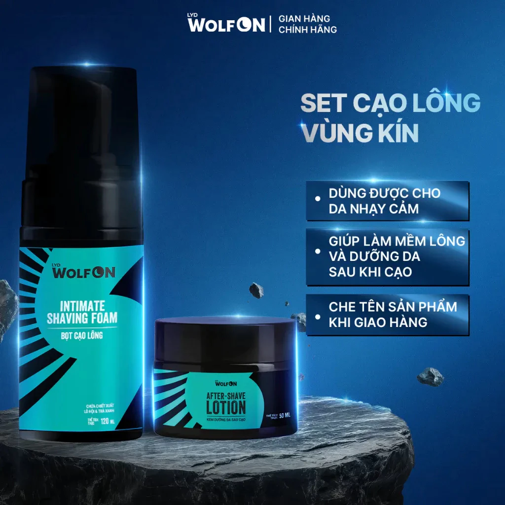 Bọt Cạo Lông chai 120ml, Kem Dưỡng 50g LYD Wolf On LYD Wolf On, Unisex, Chăm Sóc Vùng Kín An Toàn