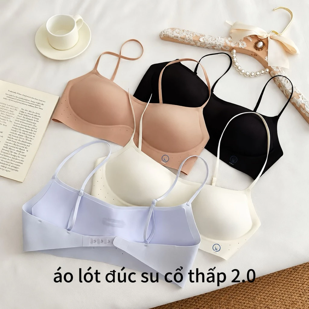 [A80] Áo ngực mút mỏng 0.8cm, áo nhỏ, không đường may, thiết kế hở lưng mùa hè, kiểu dáng cổ siêu trễ, dây mảnh