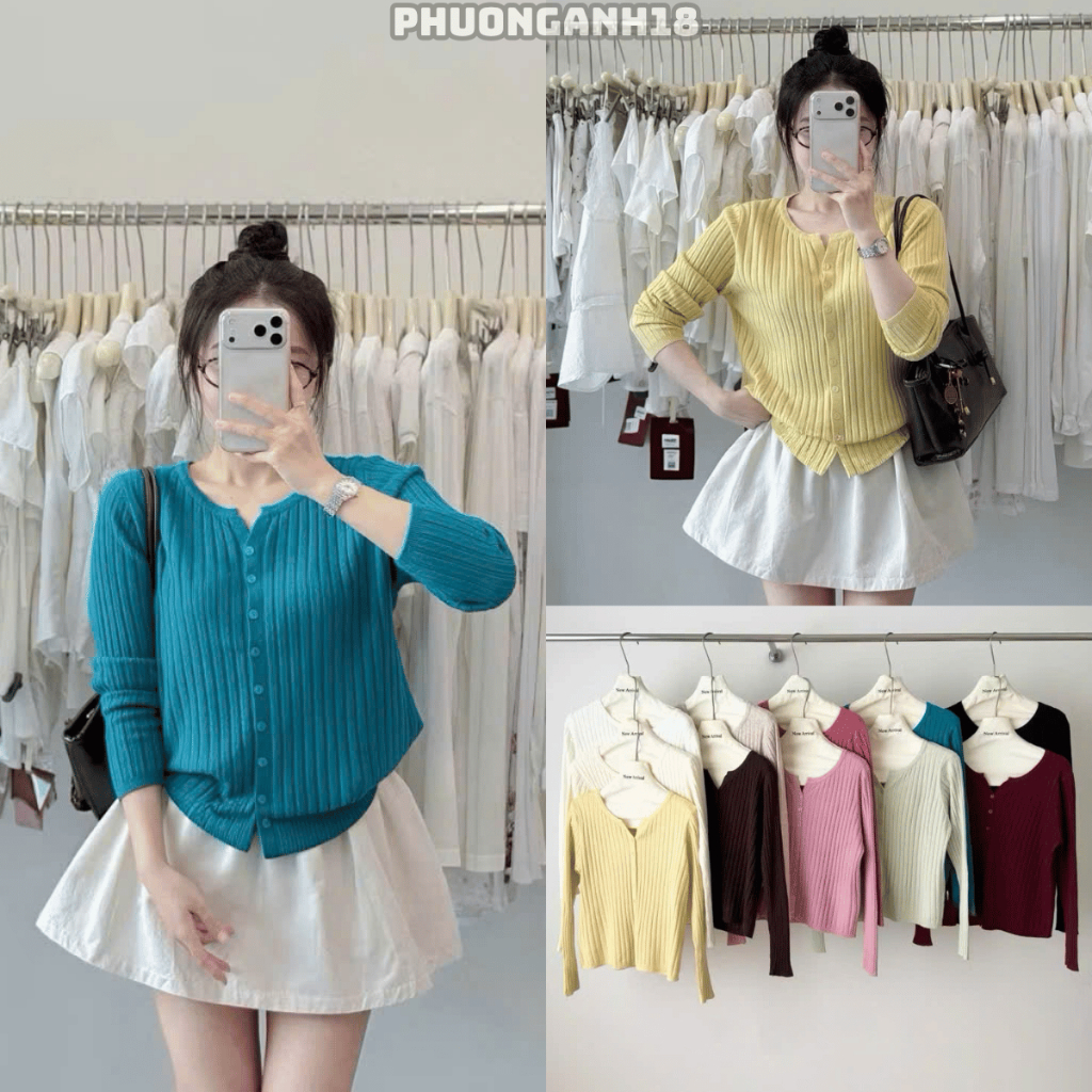 Áo khoác len cardigan chất len đũa mịn nhiều màu hàng QC A244