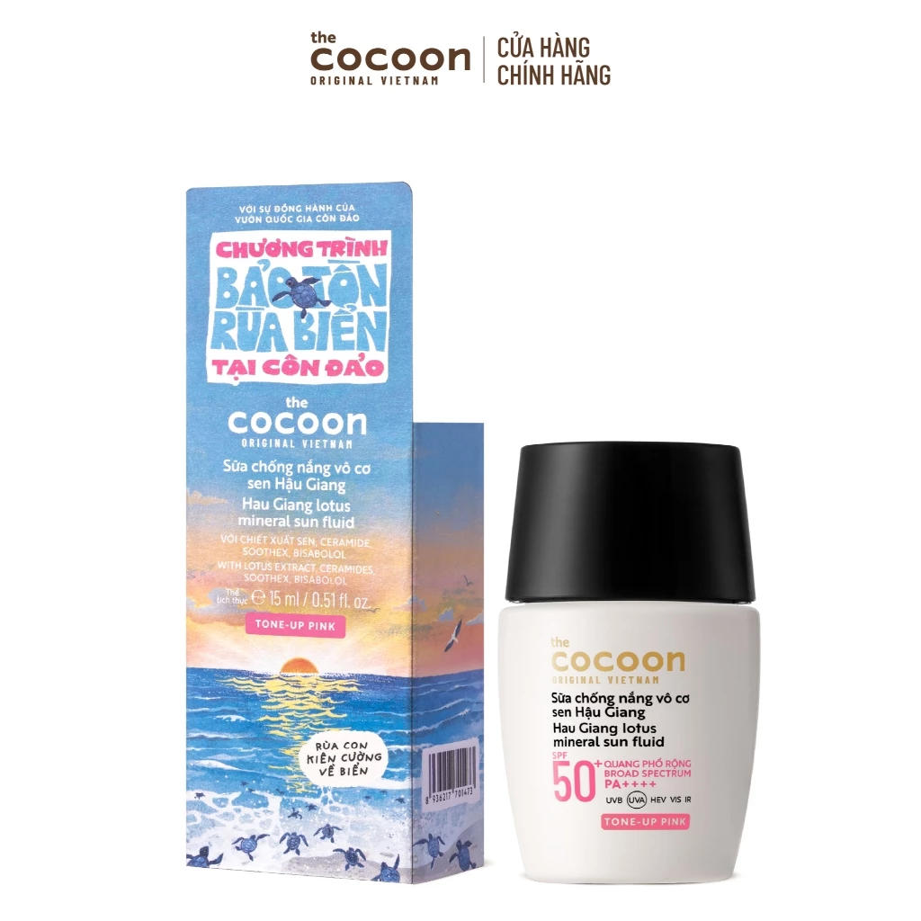 Sữa Chống Nắng Vô Cơ Sen Hậu Giang - Tone up Pink Cocoon 15ml