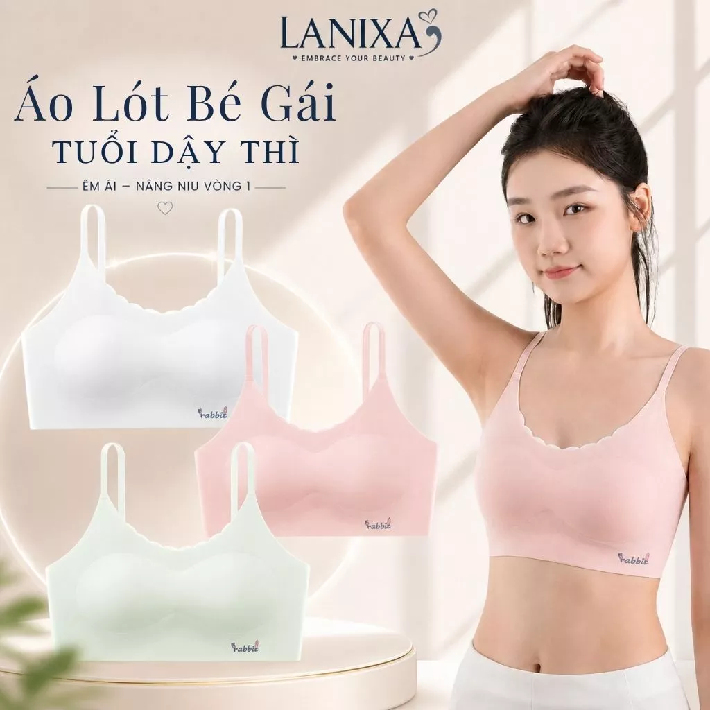 Áo lót học sinh tuổi dậy thì su mềm mịn dây sợi mảnh - Áo lá bé gái thoáng mát co giãn tốt  B7133