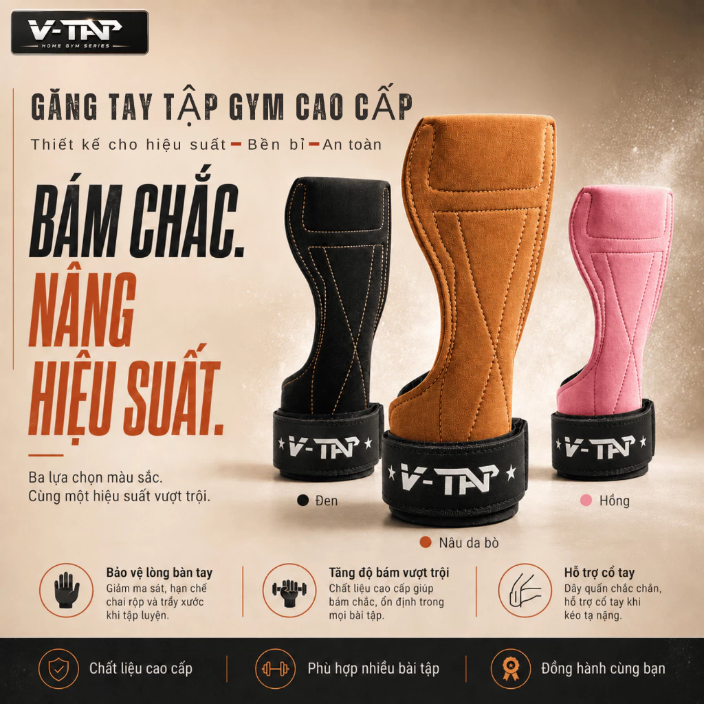 Găng tay tập gym, dây kéo lưng Lifting Straps V-TAP