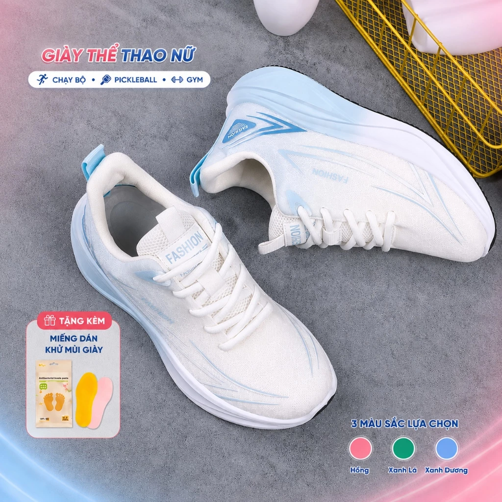 [Tặng dán khử mùi] Giày Thể Thao Nữ Đế 3cm Êm Nhẹ, Sneaker Nữ Chạy Bộ Đi Bộ Tập Gym Pickleball N08