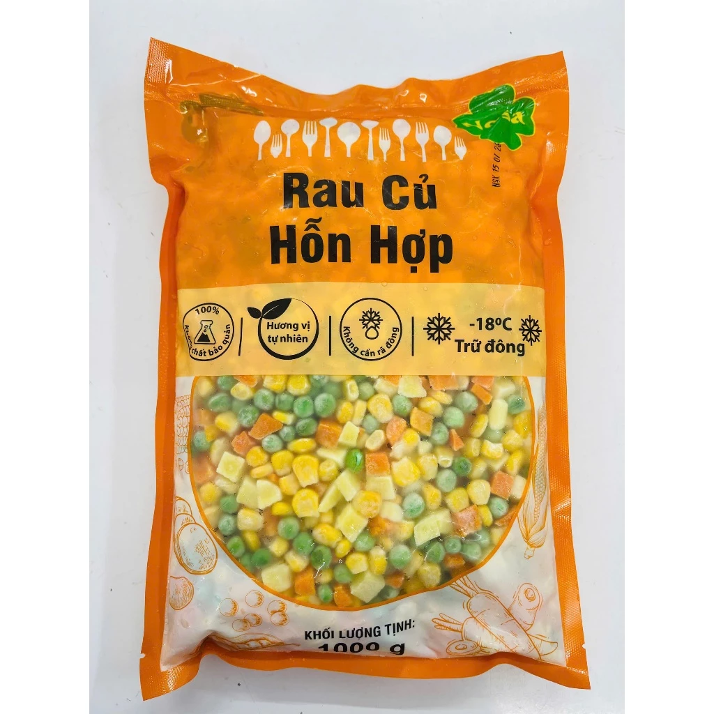Rau củ hỗn hợp 1kg cao cấp, làm salad, cơm chiên, súp tiện lợi
