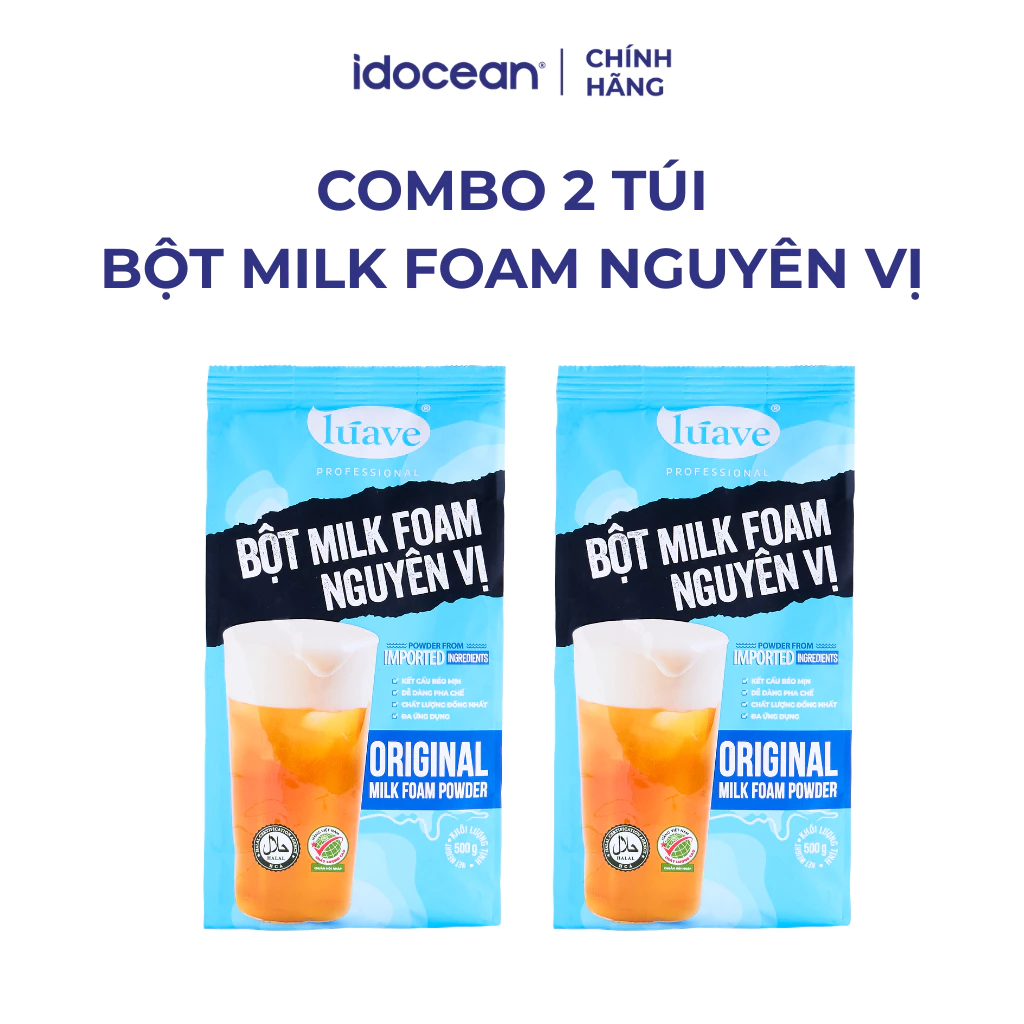 Combo 2 Túi Bột Milk Foam Nguyên Vị Lúave 500G - Thơm Béo Sánh Mịn, Topping Macchiato Cho Trà Sữa, Trà Trái Cây
