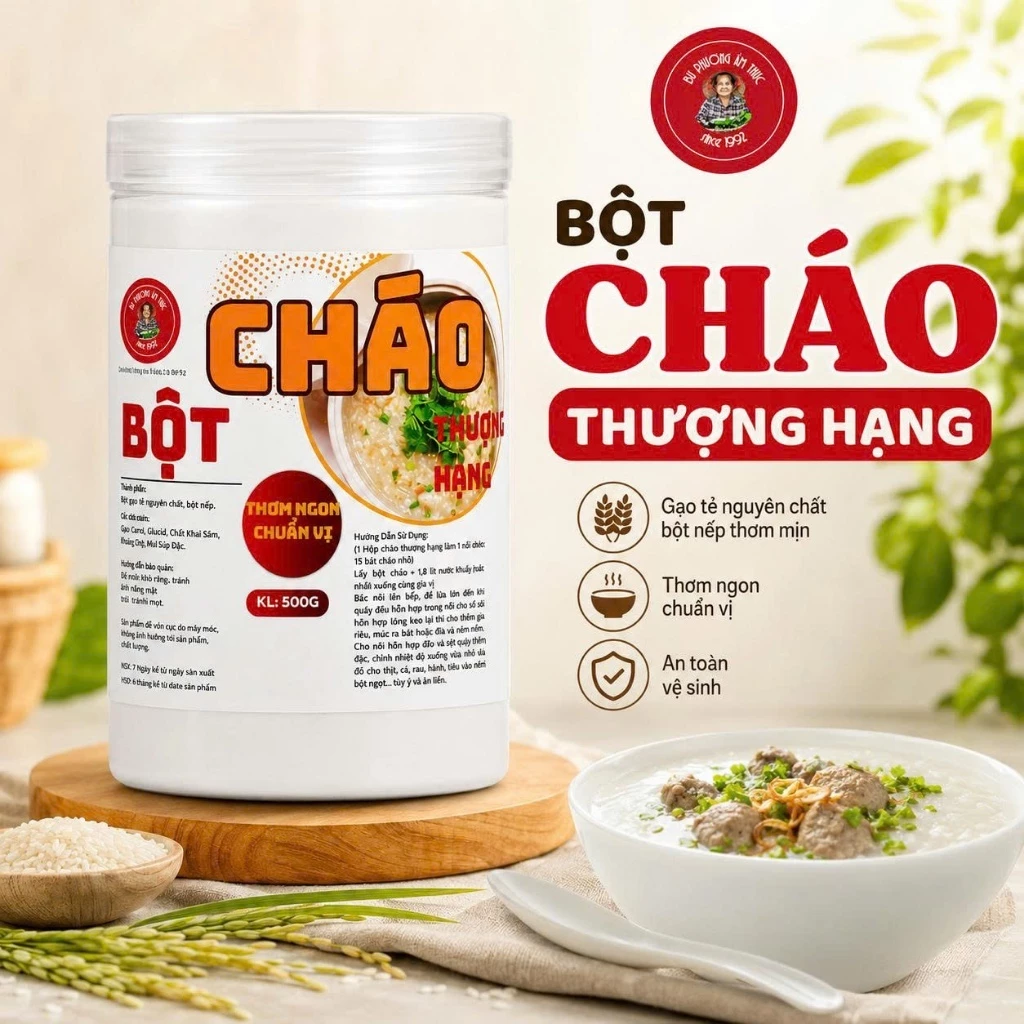 Bột Nấu Cháo Thượng Hạng - Thương Hiệu Bu Phương Ẩm Thực (Nấu Cháo Hải Sản, Gà, Sườn, Nấu Bột, Súp)