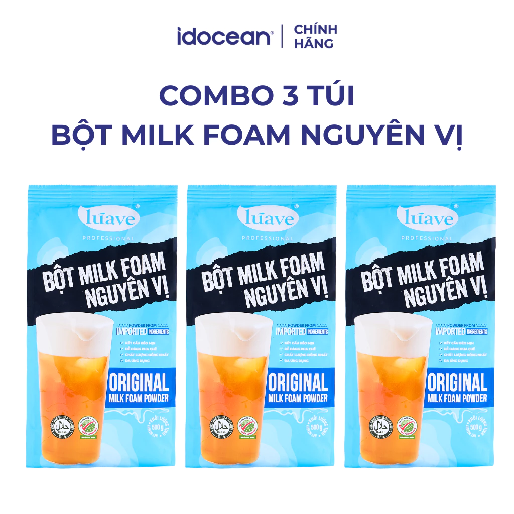 Combo 3 Túi Bột Milk Foam Nguyên Vị Lúave 500G - Thơm Béo Sánh Mịn, Topping Macchiato Cho Trà Sữa, Trà Trái Cây