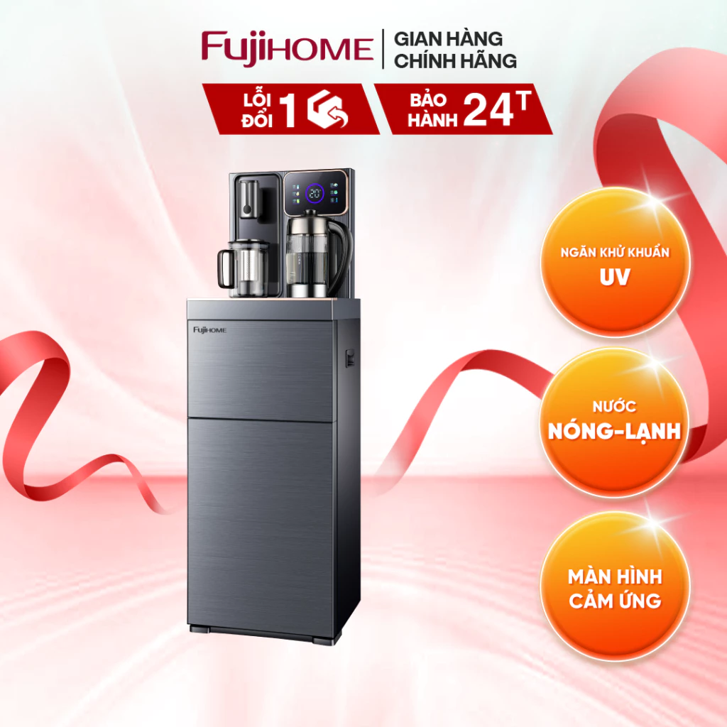 Cây nước nóng lạnh bàn trà FUJIHOME TB241UV ngăn khử khuẩn UV, làm nóng siêu tốc, màn hình cảm ứng