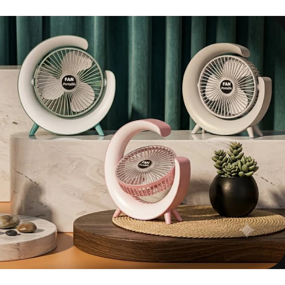 Quạt Tích Điện Để Bàn Tích Hợp Đèn Ngủ Xoay 180 Quạt Tích Điện Mini Gấp Gọn, Cổng Sạc USB DL Tech