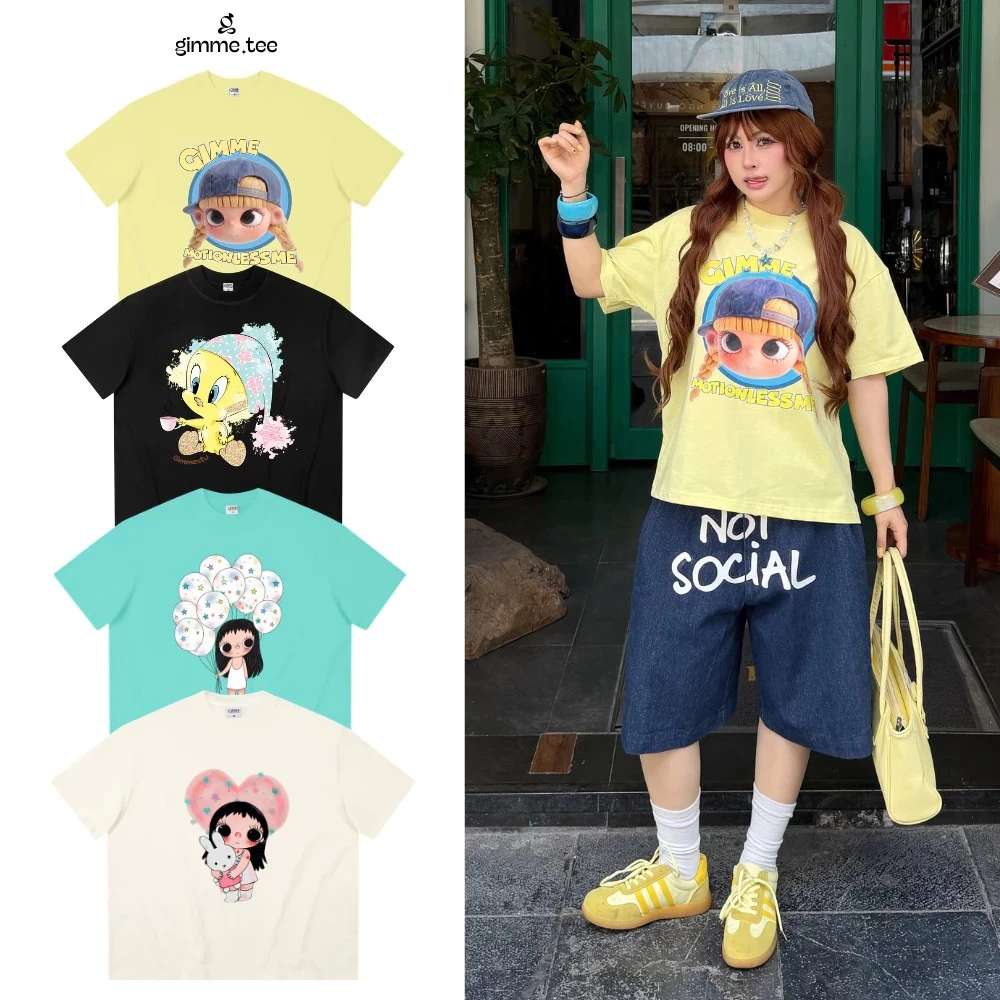 [ĐỘC QUYỀN SHOPEE] Áo Thun Boxy Ver.2 Gimme - Hoạt Hình Cartoon - Premium Cotton 250gsm Cotton 2 Chiều - GMBX52
