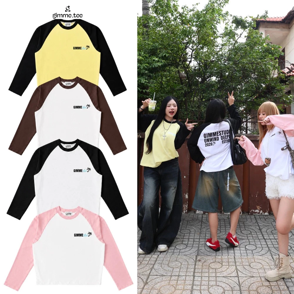 [ĐỘC QUYỀN SHOPEE] Áo Thun Tay Dài Raglan Form Boxy Cotton Xịn - Gimme.Stu - Premium Cotton 250gsm-Áo Boxy Unisex GMTD20