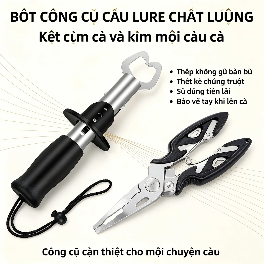 Bộ Kìm Kẹp Cá Đa Năng Chuyên Đồ Câu Lure gỡ lưỡi câu kẹp cá lóc