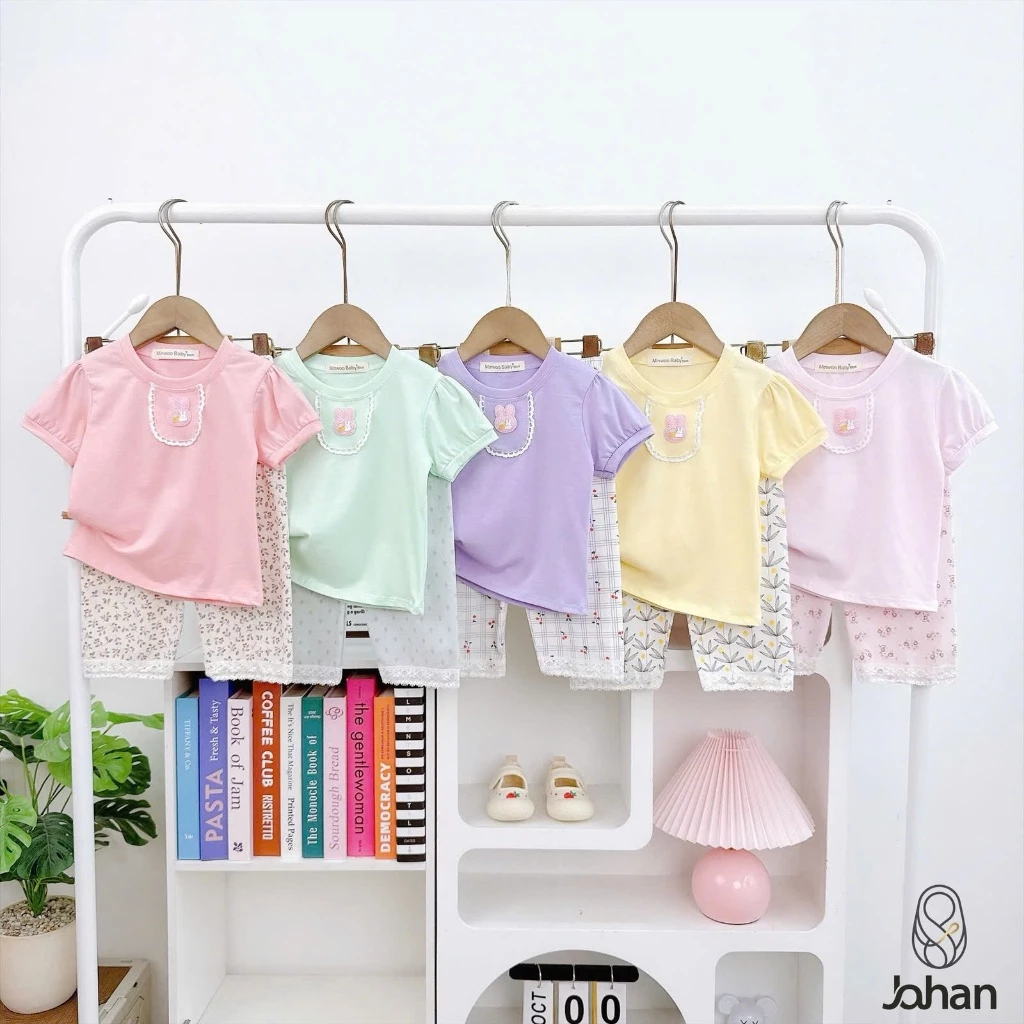 (Size 9-31kg) Bộ Tay Ngắn Quần Dài Cotton 4 chiều Ống Suông Cho Bé Gái mềm mát xinh xắn MINWOOBABY  - HÀNG LOẠI 1