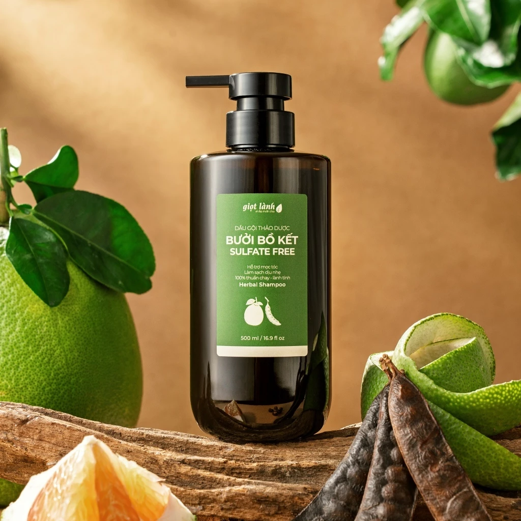 [Sản phẩm chỉ dành cho Livestream] Dầu gội Bưởi Bồ kết - Sulfate Free, dịu nhẹ - hỗ trợ mọc tóc Giọt Lành 500ml