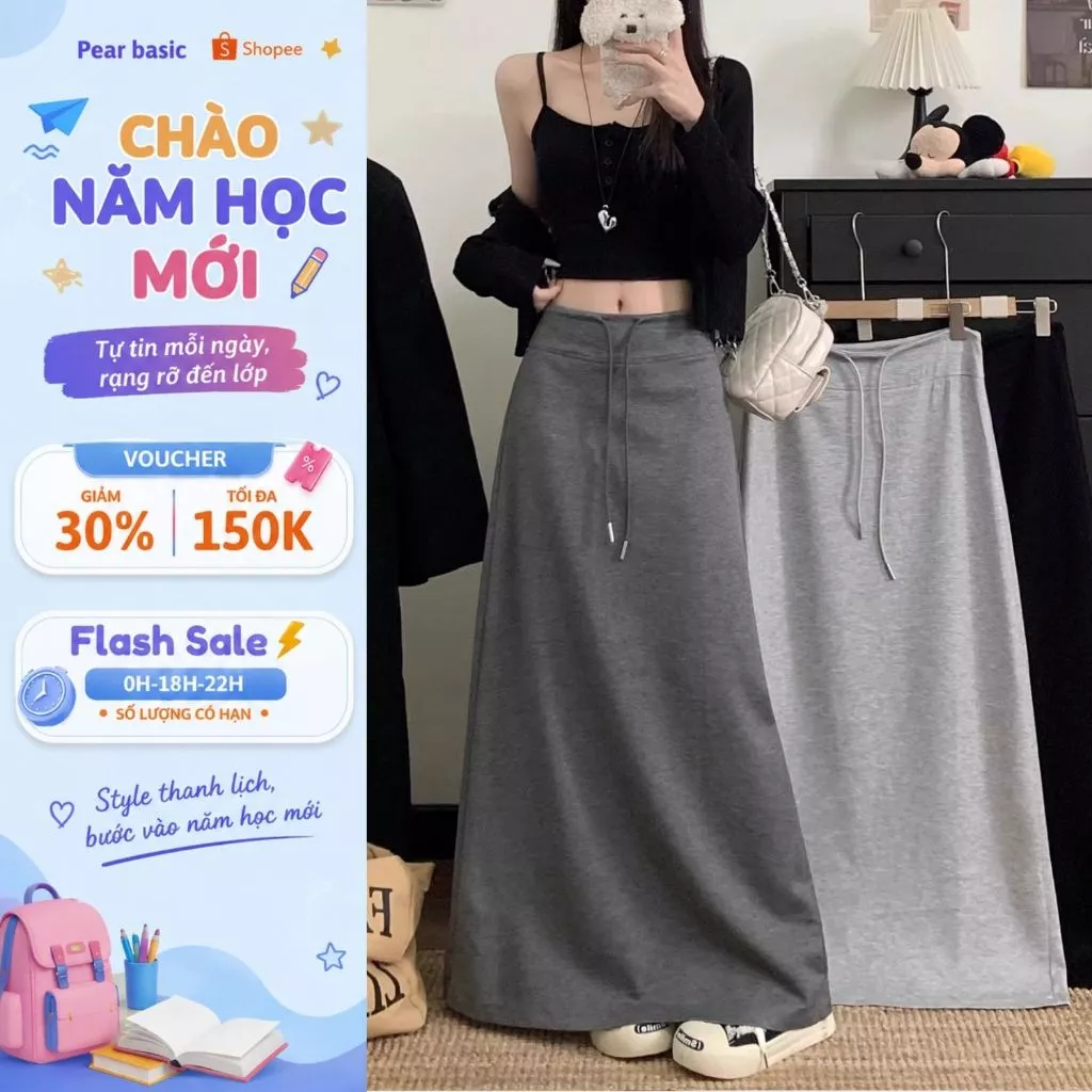 [ BST MỚI ] Váy Chữ A Dáng Dài Chất Nỉ 2 Da Ấm Áp - Chân Váy Nữ Lưng Cao Dây Rút Tiện Lợi V125