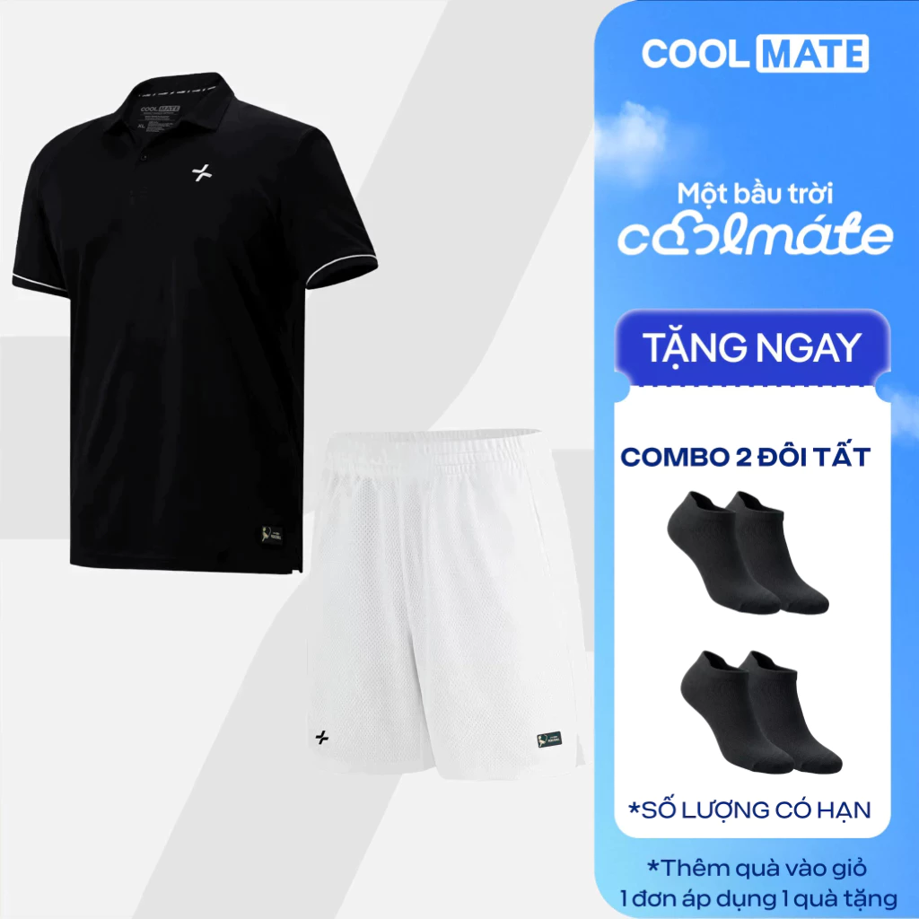 [MỚI]Set thể thao nam Pickleball Áo Polo ZeroMark™ và quần Smash shot 6inch nhanh khô, Thoáng khí, Thấm hút tốt Coolmate