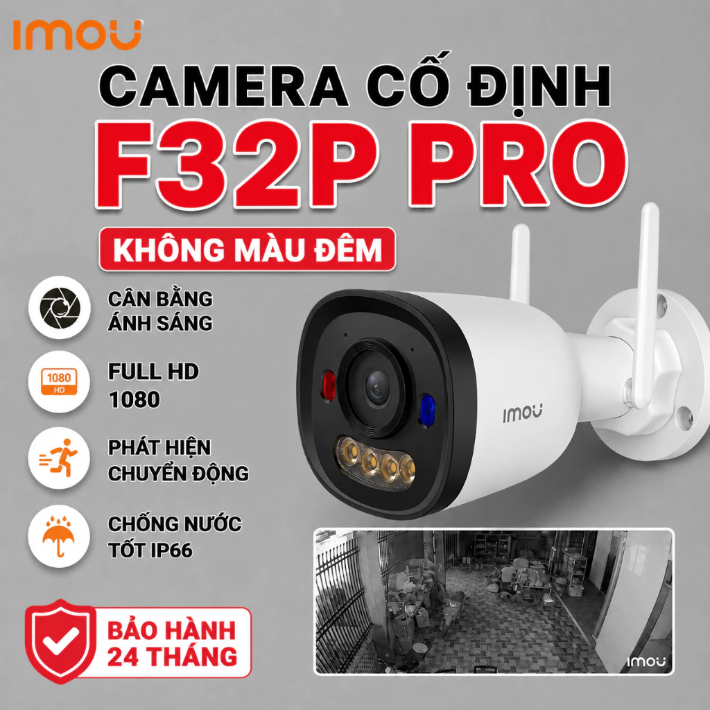 (QUÀ TẶNG đơn cam+thẻ)Camera Wifi Ngoài Trời 3MP 2K IMOU F32P-Pro Phát Hiện Chuyển Động,Chống Nước