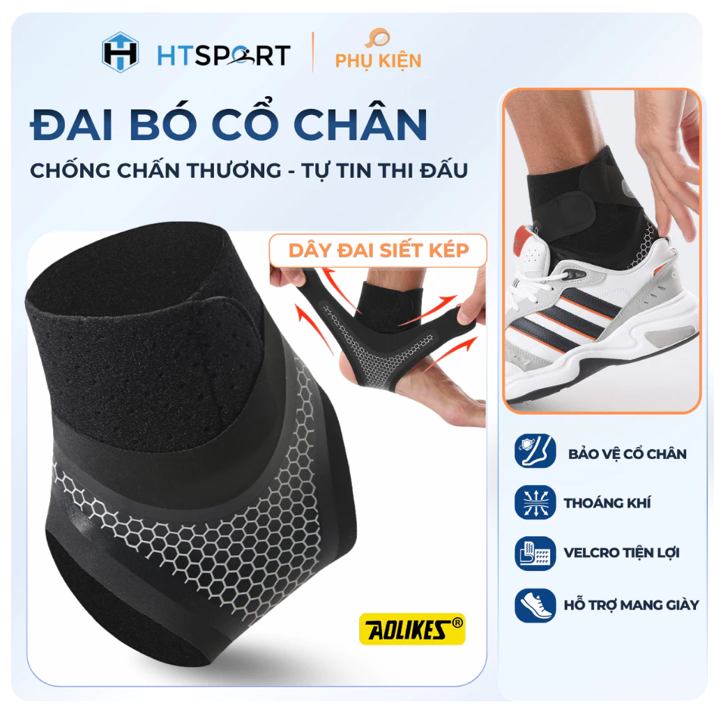 Đai Quấn Bảo Vệ Mắt Cá Chân Aolikes A-7130, Băng Bó Chống Lật Cổ Chân Tập Gym Thể Thao Đá Bóng