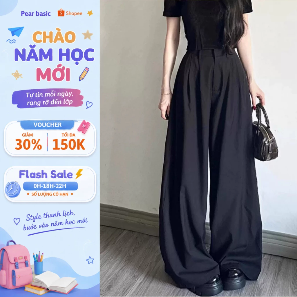 [ HOTTREND ] Quần tây ống rộng cạp cao chất kaki dày dặn mềm mại - Quần dài suông nữ dáng đứng tôn dáng T10