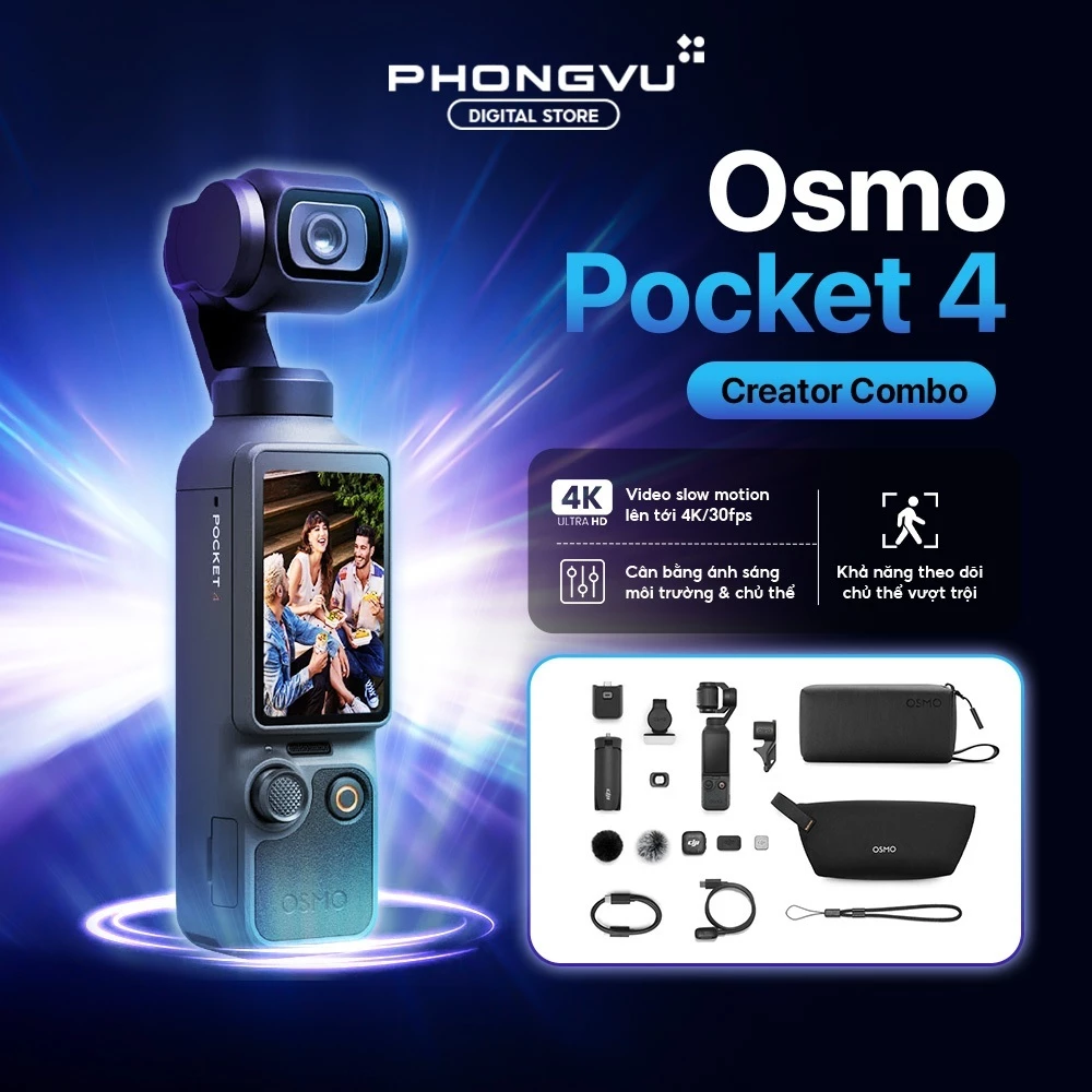 [Chính Hãng]Camera kỹ thuật số DJI Osmo Pocket 4 Creator Combo - Gimbal tích hợp Camera - Bảo hành 12 tháng