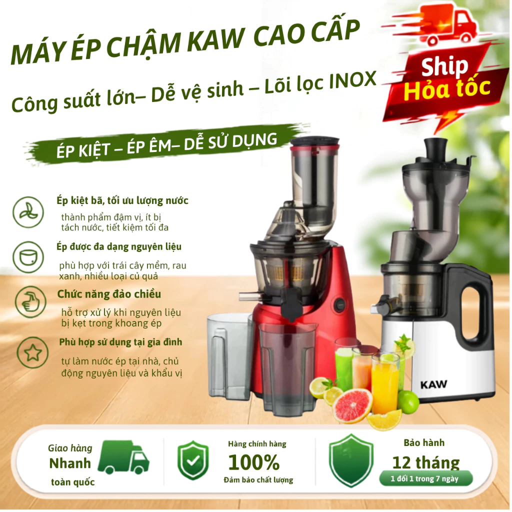 Máy ép chậm công nghiệp 500W Công Suất mạnh Công nghệ ép lạnh giữ nguyên dưỡng chất Vitamin