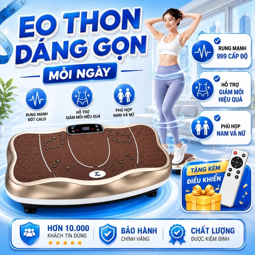 Máy Rung Toàn Thân 999 Cấp Độ Giảm Mỡ Bụng, Đánh Tan Mỡ Thừa, Massage Thư Giãn, Tập Thể Dục Tại Nhà