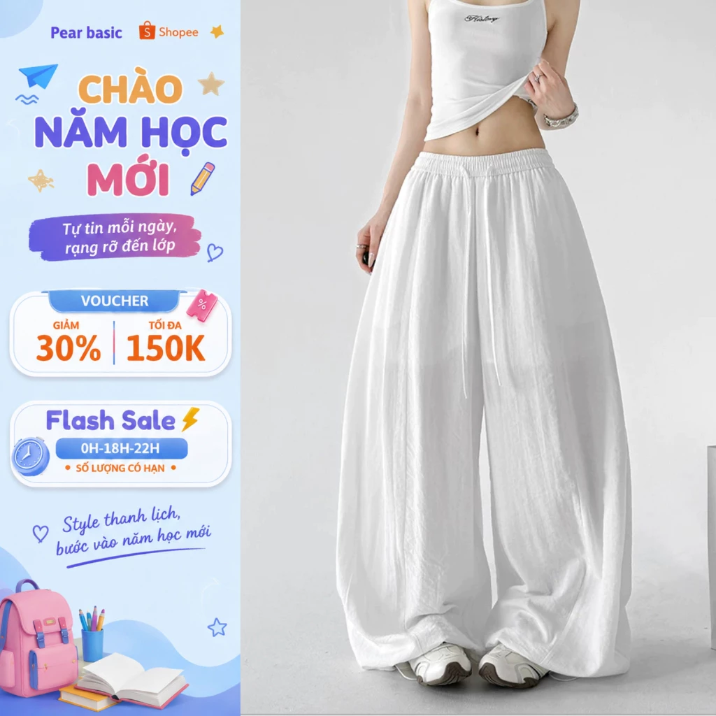 [ MẪU MỚI] Quần Nữ Ống Rộng Chất Đũi Mềm Mại Thoáng Mát, Quần Dài Nữ Lưng Cao Tôn Dáng Dây Rút Tiện Lợi Q206
