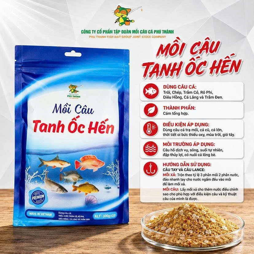 Mồi câu tanh ốc hến chính hãng Phú Thành 300g