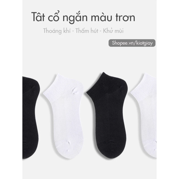Tất ngắn cổ nam nữ - Vớ basic cổ thấp màu trơn chất liệu cotton thoáng khí thấm hút khử mùi
