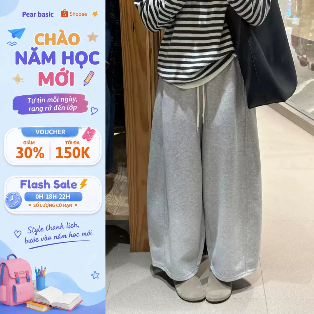 [ MẪU MỚI ] Quần nỉ ống rộng lưng thun co dãn day rút tiện lợi - Quần nữ dáng dài chất nỉ dày dặn Q131