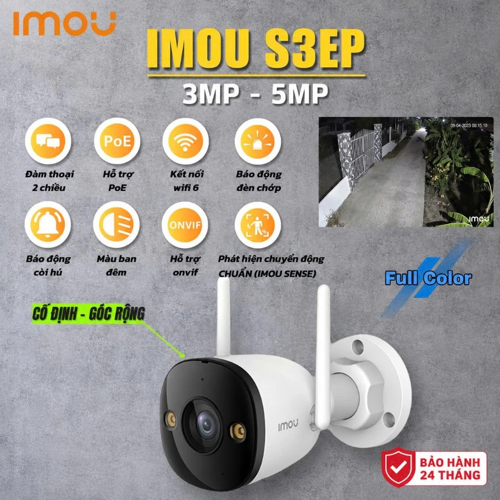 (QUÀ TẶNG đơn cam+thẻ)Camera Wifi Ngoài Trời Imou Cố Định S3EP 3MP/S3EP 5MP Góc Siêu Rộng Có Màu Đêm