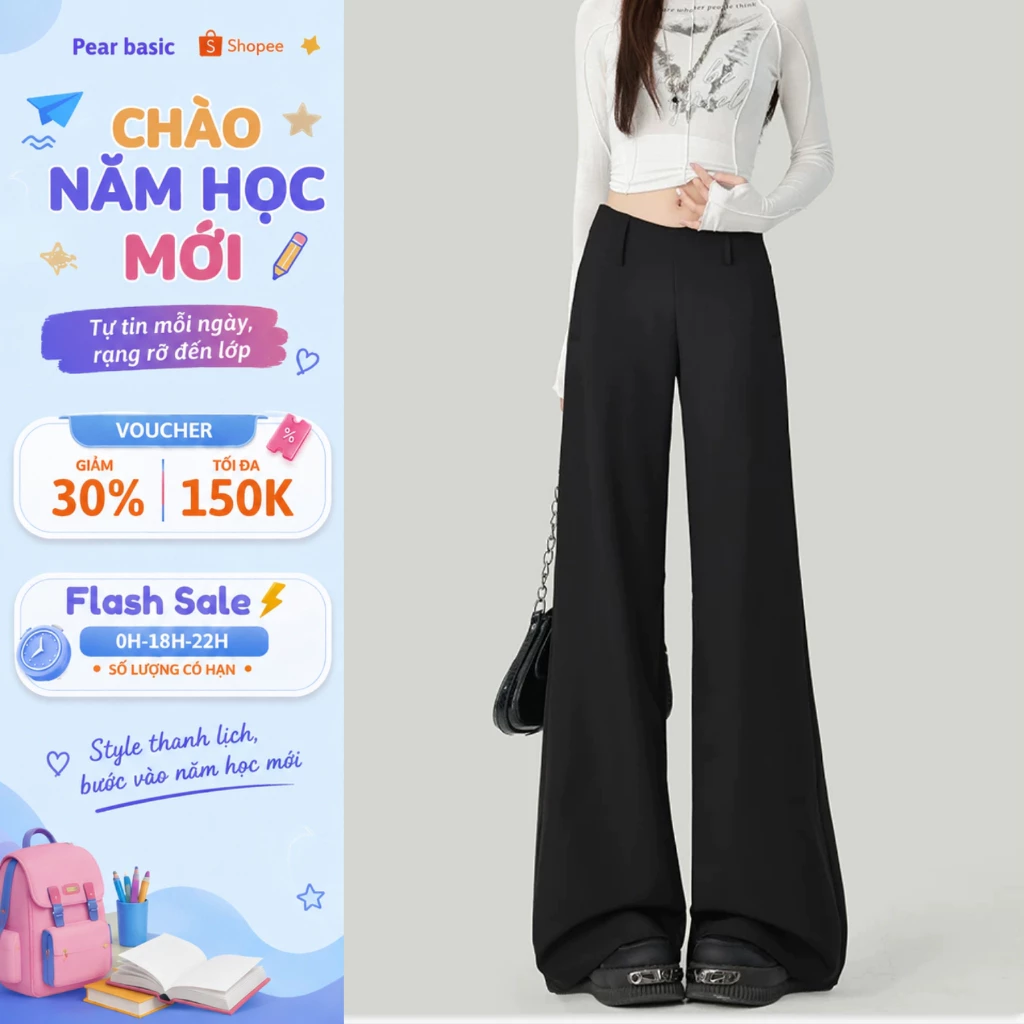 [ DEAL SHOCK ] Quần ống rộng nữ lưng cao tôn dáng - Quàn tây nữ dáng suông chất vải cao cấp dày dặn Q15
