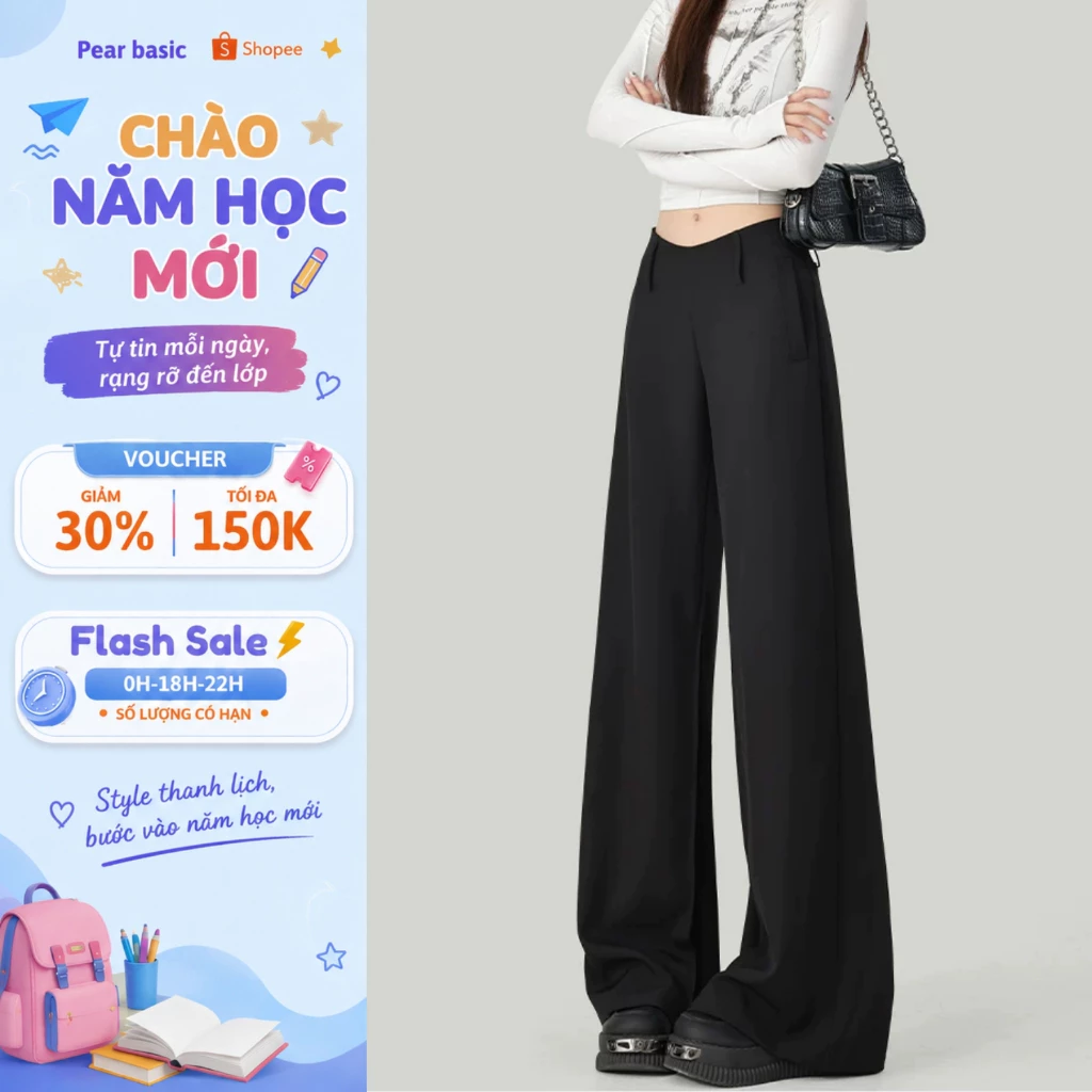 Quần tây nữ dáng dài lưng cao tôn dáng - Quần baggy ống suông chất kaki mềm mại Q15