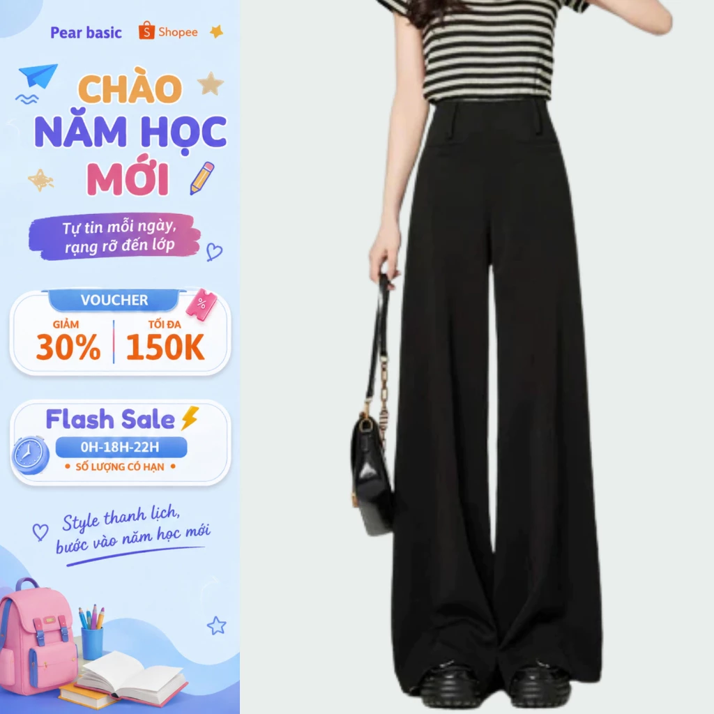 [ MẪU MỚI ] Quần Nữ Ống Rộng Lưng Cao Chất Vải Cao Cấp - Quần Tây Đi Học Dáng Suông Tôn Dáng Q15