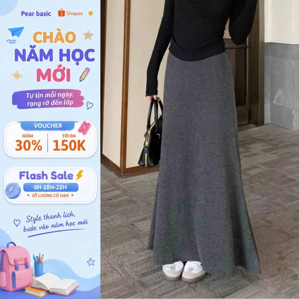 [ BST Mới ] chữ A dáng dài chất nỉ dày dặn - Váy suông nữ cạp cao ôm dáng mềm mại CV85