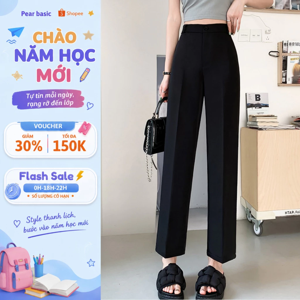 [ XẢ HÀNG ] Quần Baggy Nữ Ống Suông Cạp Cao Tôn Dáng - Quần Tây Đen Nữ Học Sinh Sinh Viên Dáng Công Sở Q06