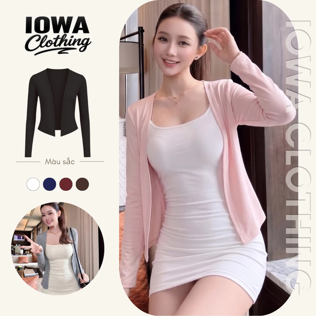 Áo Khoác Cardigan Nữ Không Cúc Thu Đông IOWA CAR07 - Borip Lụa Mềm Mịn, Co Giãn