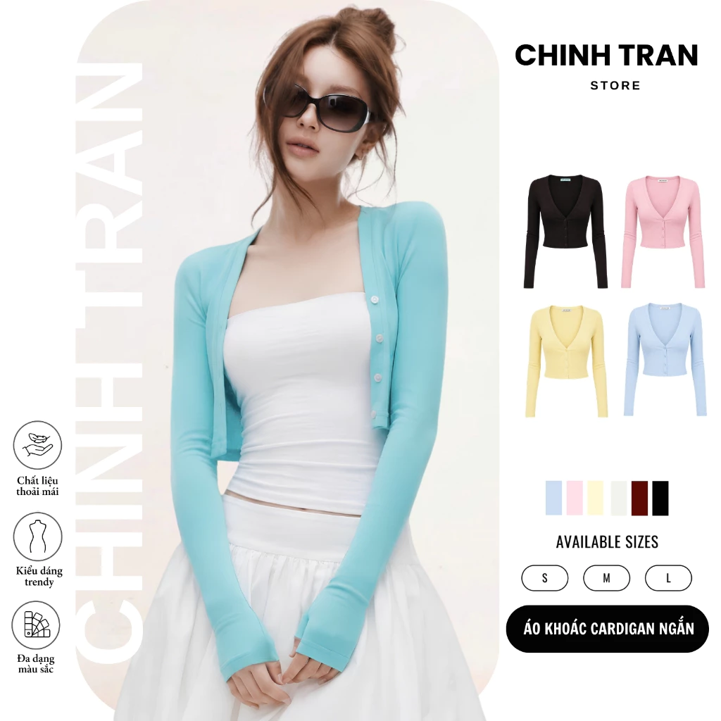 [DEAL MỞ BÁN] Áo Khoác Cardigan Basic Hàn Quốc Dáng Ngắn Ôm Body Thun Cotton Nhiều Màu Nữ Tính - Chinh Trần Store
