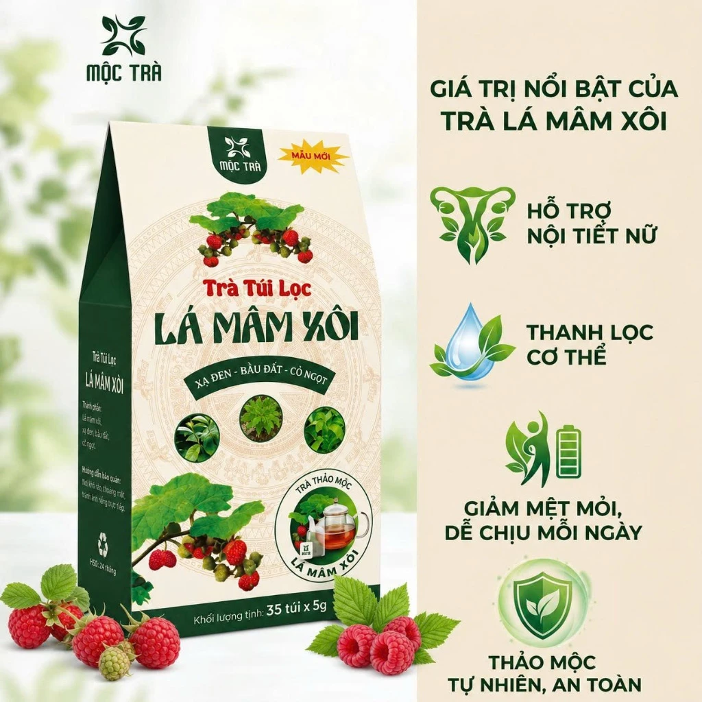Trà Lá Mâm Xôi Tứ Vị Nguyên Chất  – Trà Túi Lọc Thiên Nhiên, Không Chất Bảo Quản