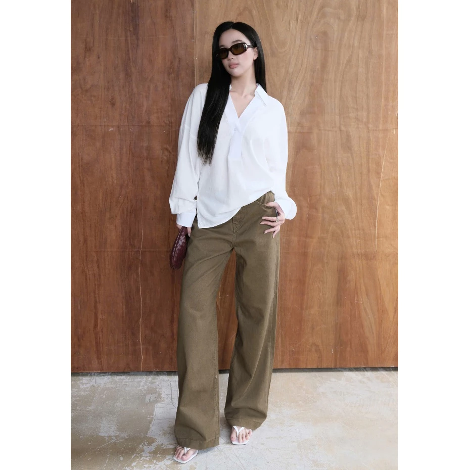 Áo sơ mi cổ V drape kèm áo 2 dây