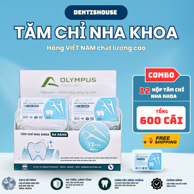 Tăm chỉ nha khoa OLYMPUS 12 hộp 600PCS -Tăm chỉ nha khoa vệ sinh răng miệng…