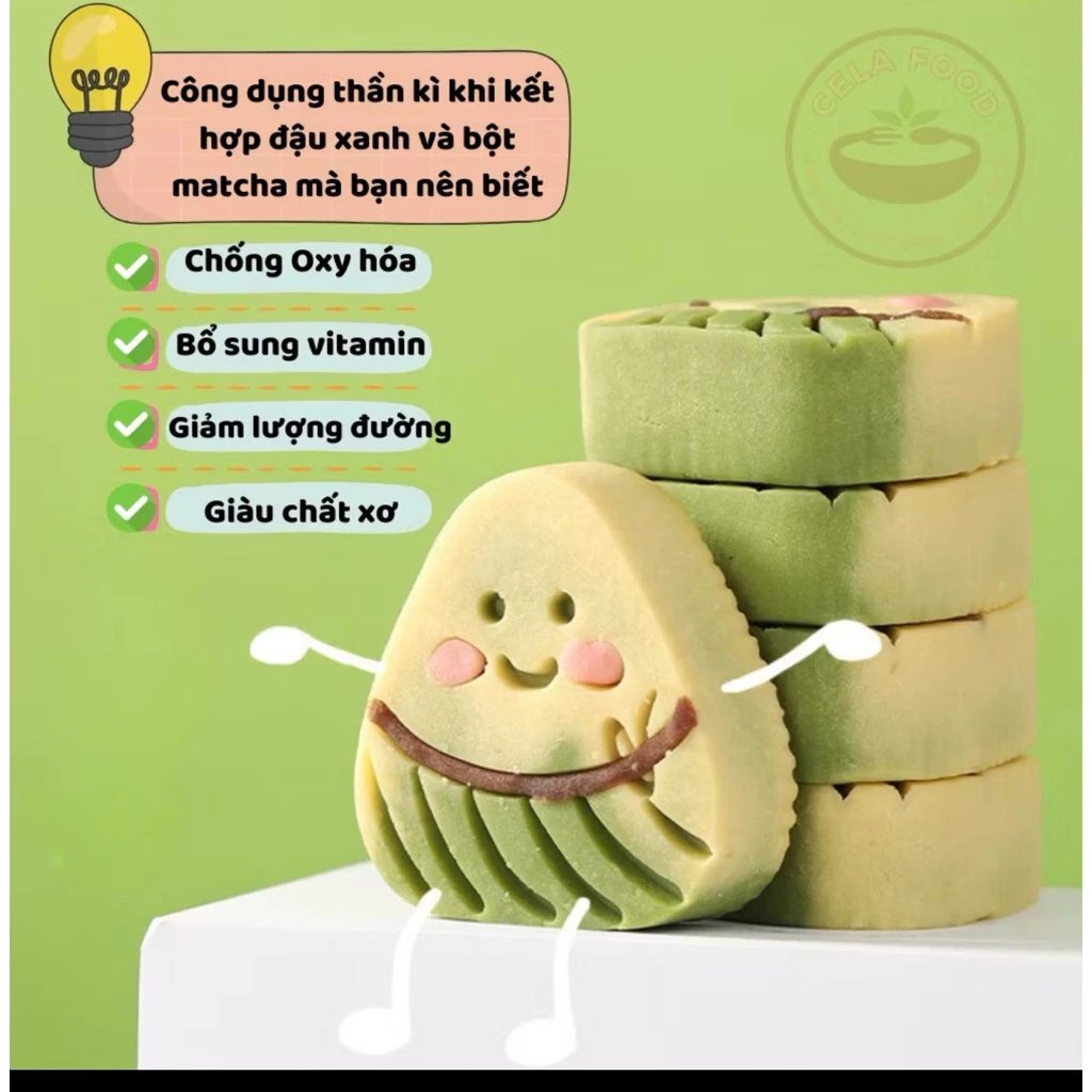 [HÀNG MỚI VỀ] Bánh Đậu Xanh Matcha Cela Food Không Đường Mềm Mại Thơm Ngon Vị Ngọt Nhẹ Bữa Ăn Đầy Đủ Chất Xơ Dinh Dưỡng