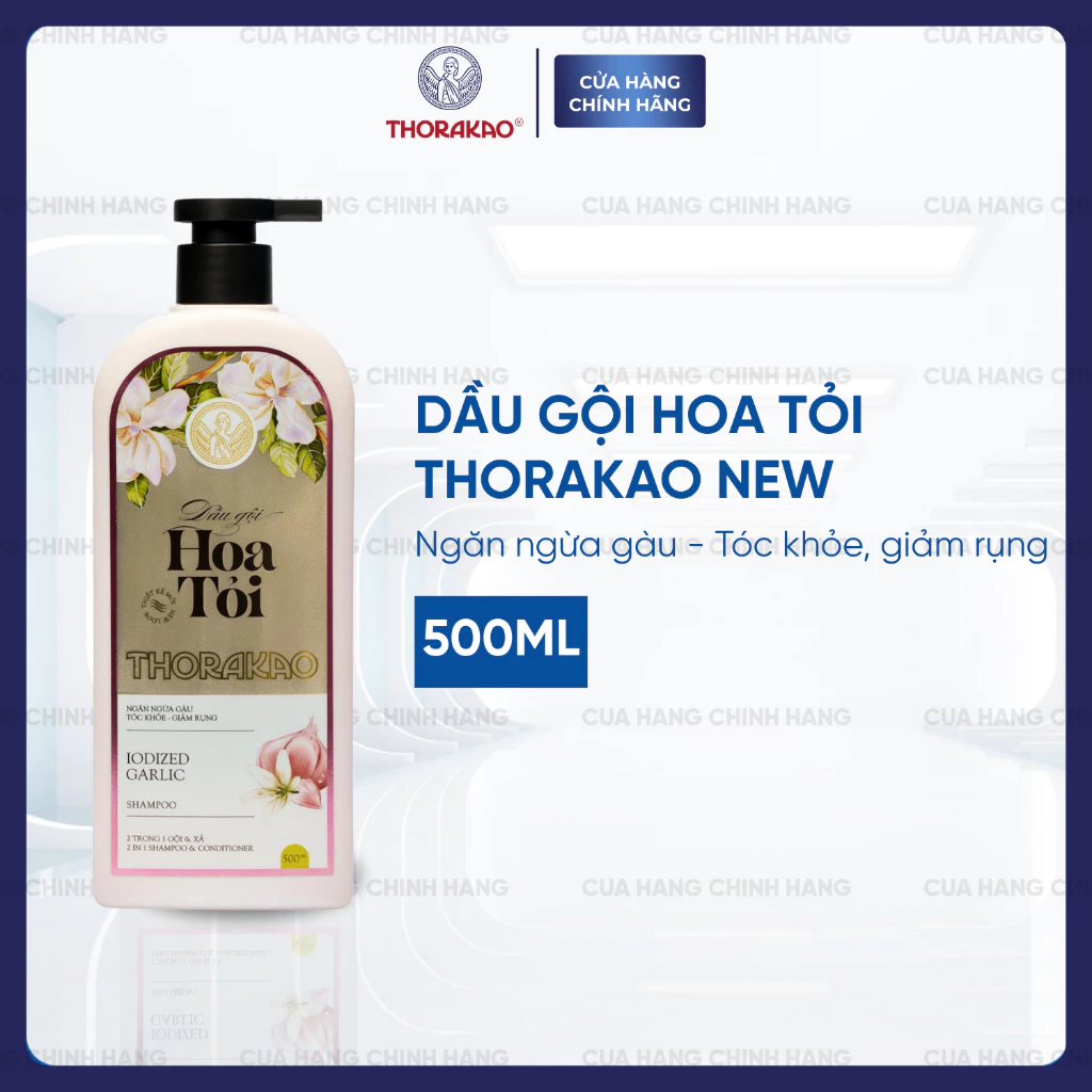 Gội Xả Thorakao 2IN1 Hoa Tỏi Ngừa Gàu Giảm Rụng 500ML