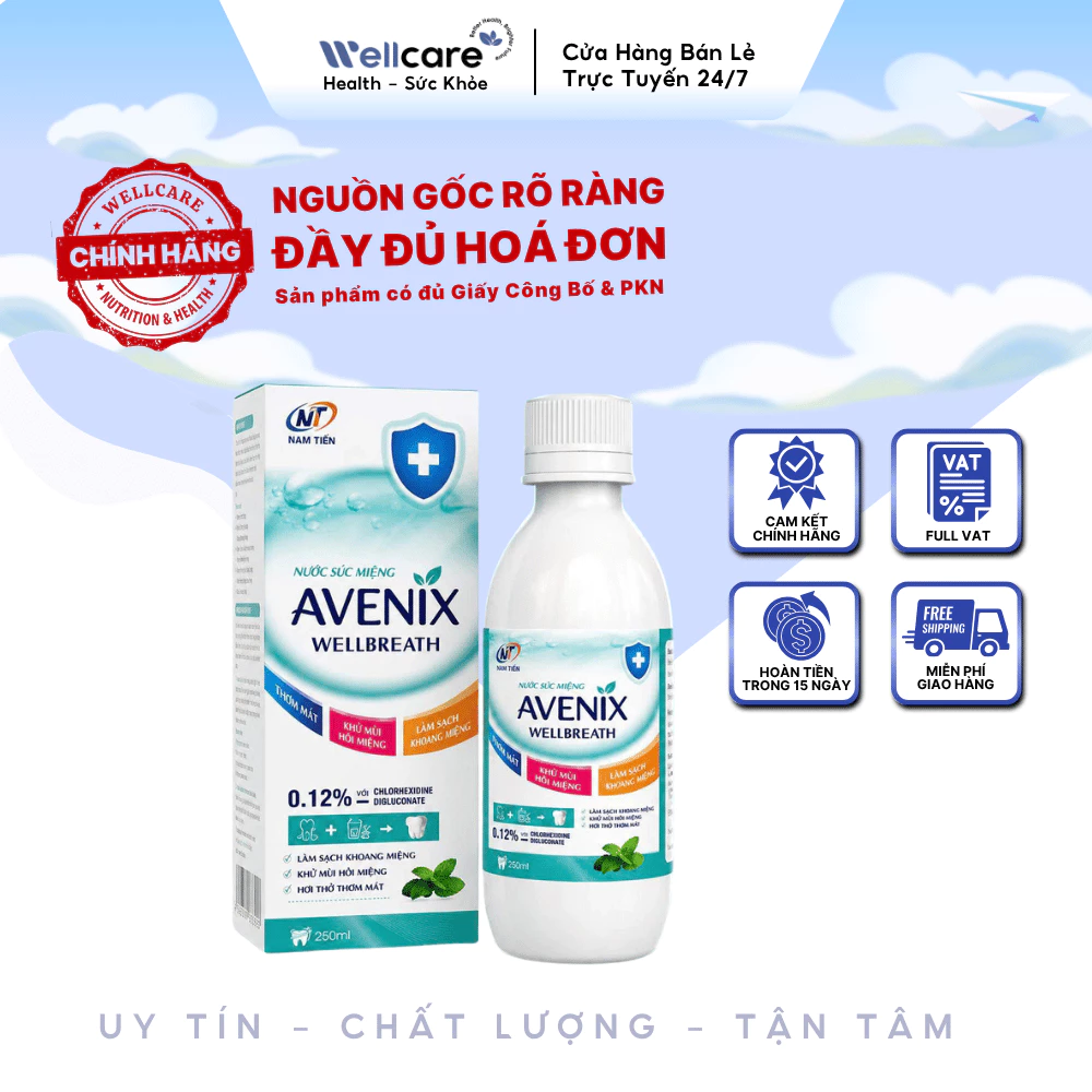 [✨CHÍNH HÃNG] AVENIX WELLBREATH Nước Súc Miệng 250ml Làm Sạch Khoang Miệng, Khử Mùi Hôi Miệng, Thơm Mát Hơi Thở