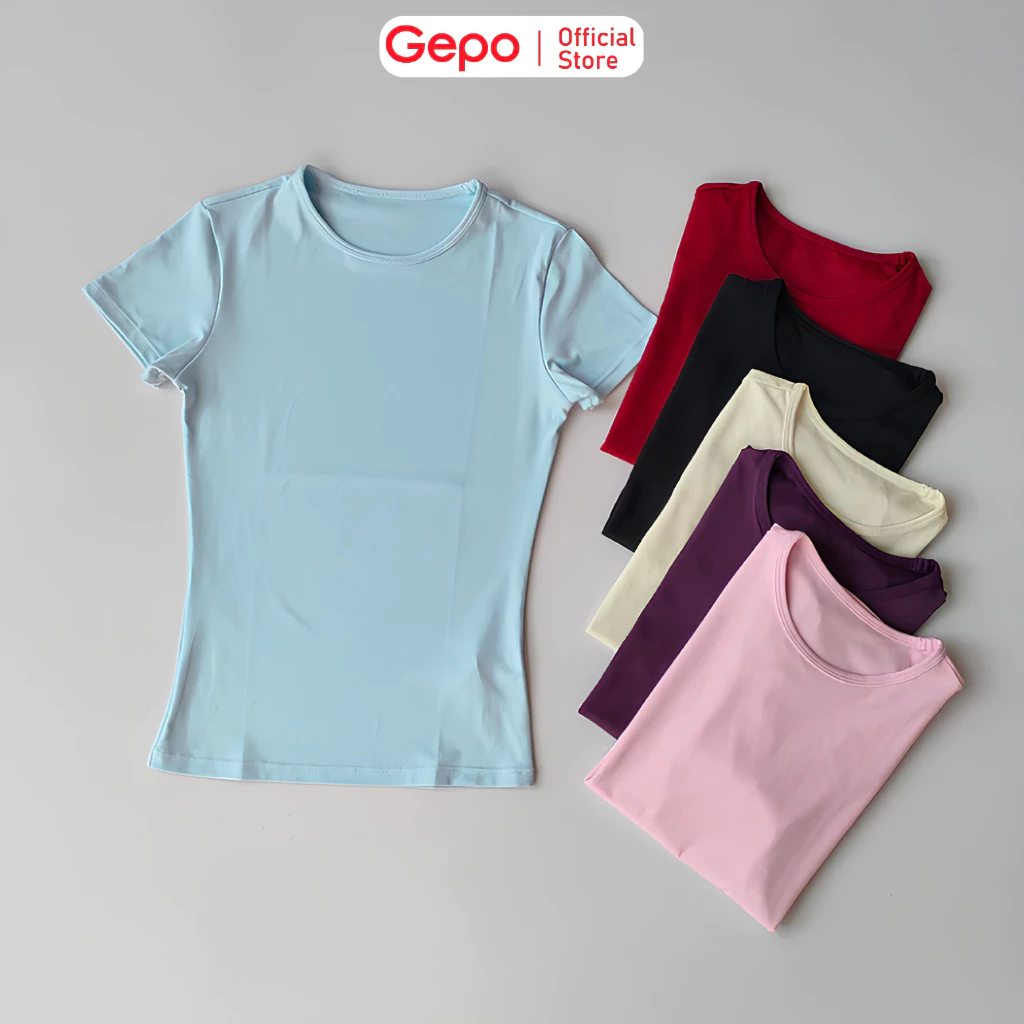GEPO Áo Thun Thể Thao Tập Gym Yoga Zumba Chất LuLu Thun Lạnh Ôm Body Siết Eo Tôn Dáng GP236