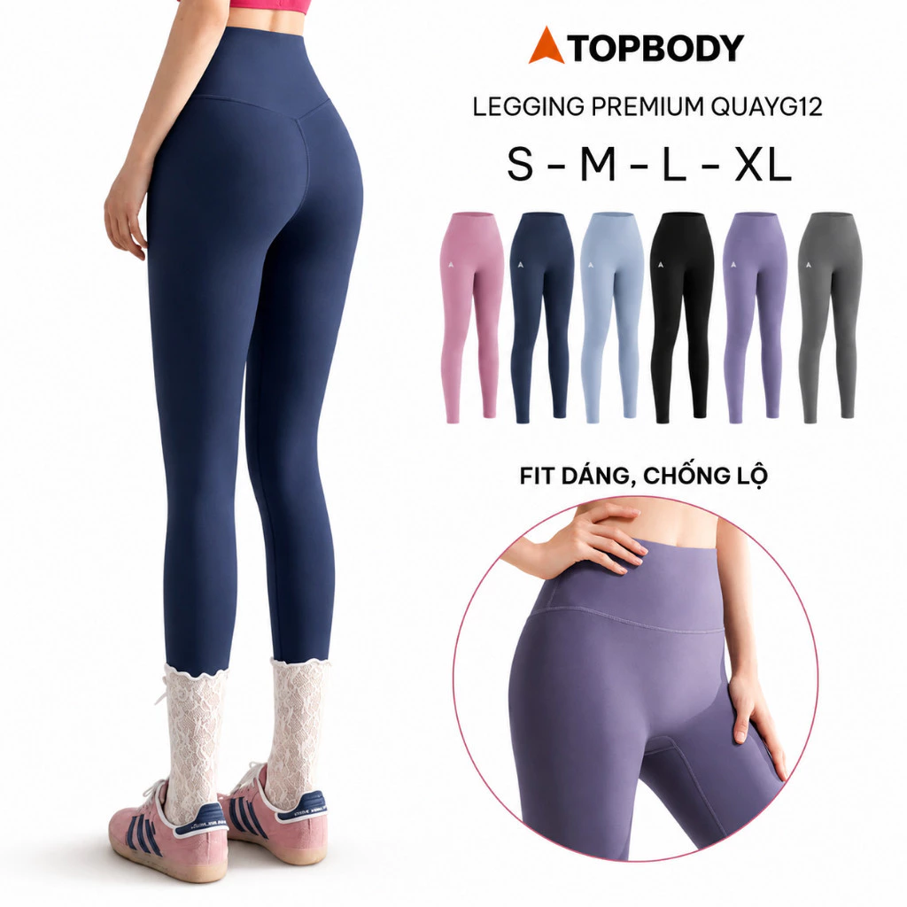 Quần Legging Nữ Cạp Cao Nâng V3 Ôm Dáng Co Giãn, Quần Tập Yoga Gym Thấm Hút Mồ Hôi QUAYG12