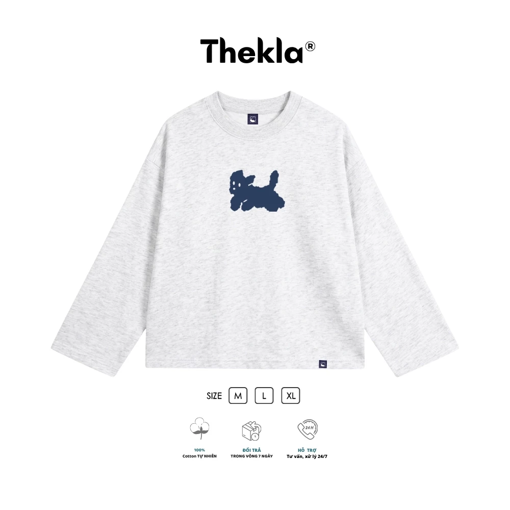 Áo Boxy Dài Tay THEKLA BST162 Puppy - Áo Thu Đông Cotton 4 Chiều Dày Dặn Co Giãn Streetwear