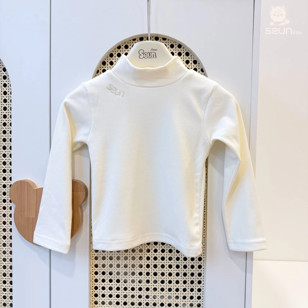 | SEUNKIDS | Áo giữ nhiệt cổ cao bé gái bé trai áo tay dài áo cổ lọ